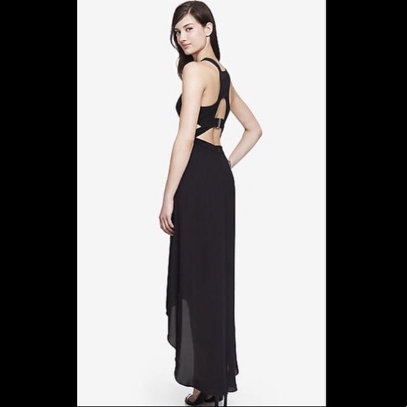 Long Black Size 0 Express Dress with Cutouts - Picture 2 of 3